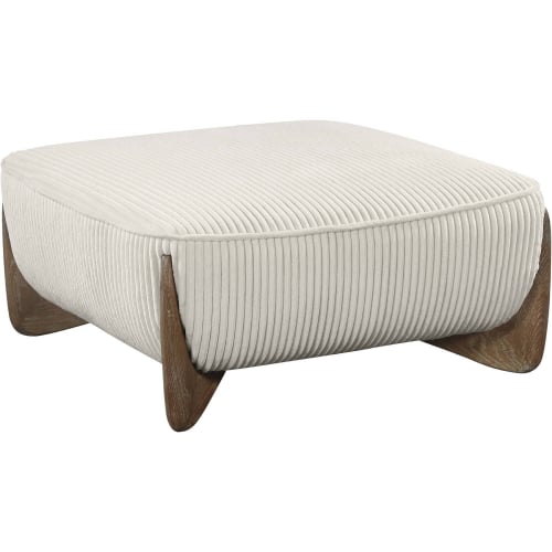 Charleston Oversized Ottoman in Channel Tufted Beige Velvet & Gray Oak